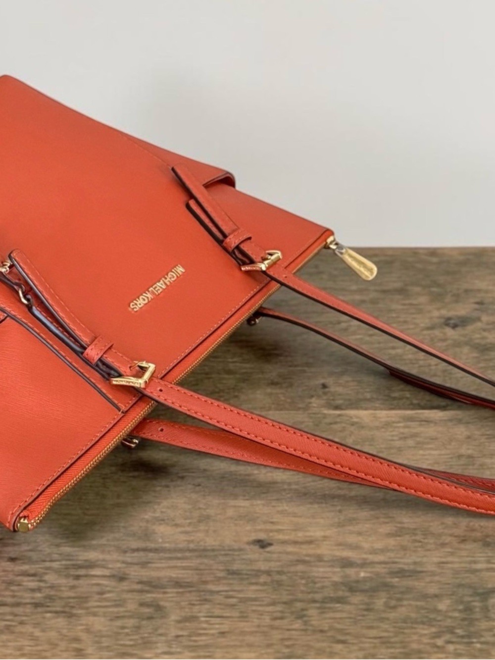 Authentic Michael Kors Burnt Orange Saffiano Leather Tote Bag! - Picture 8 of 16